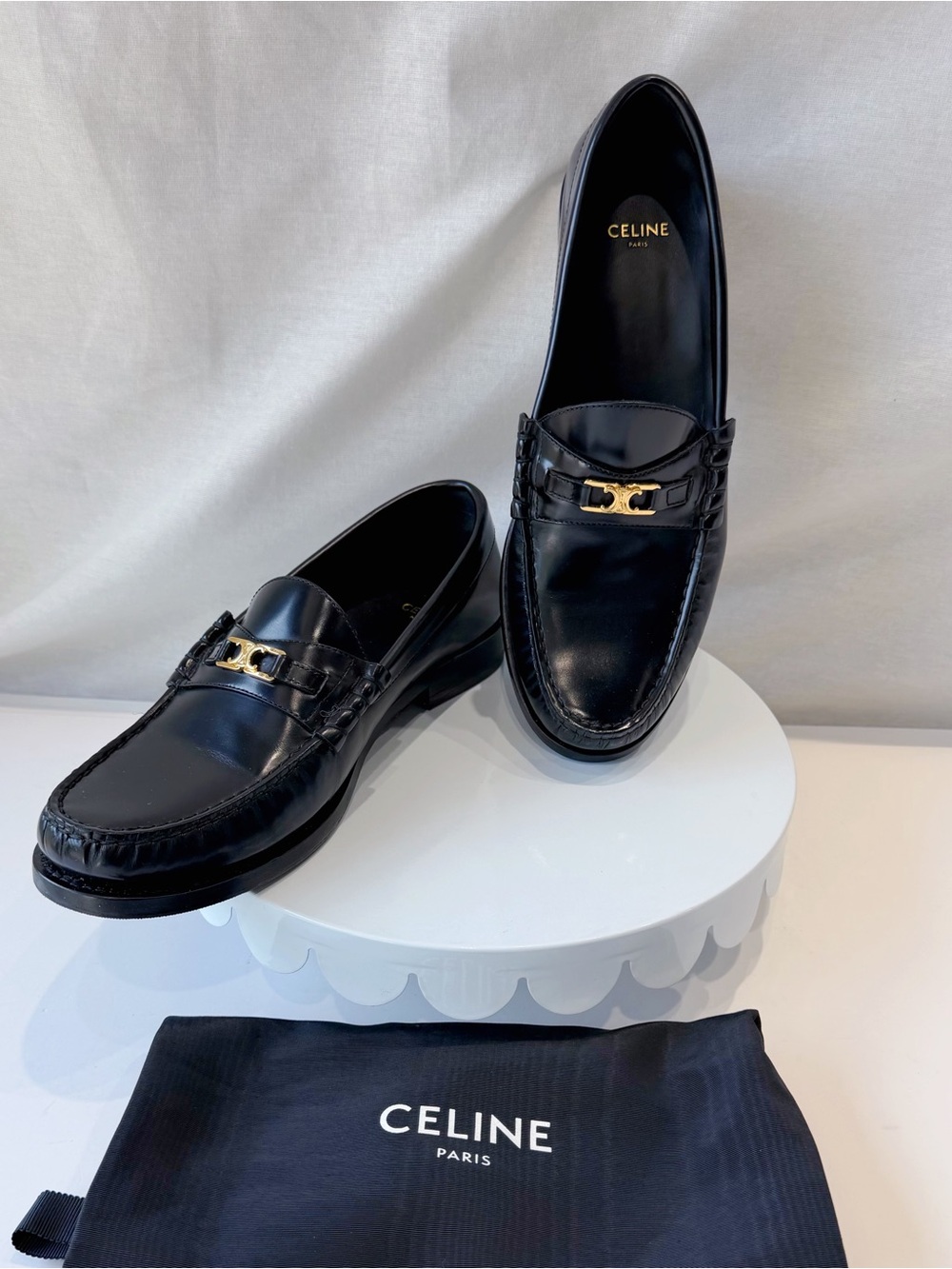 Celine Black Leather Loafers
